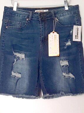 Celebrity Ace Blue Denim Shorts 11/30 Distressed Stretch NWT